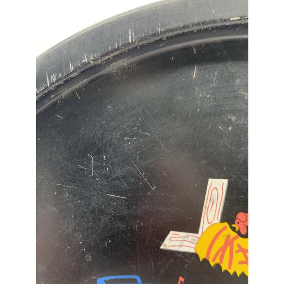 Folk Art Amish Barn Dance Hand Painted Metal Tray Vintage MCM 2 Read - Picture 3 of 7